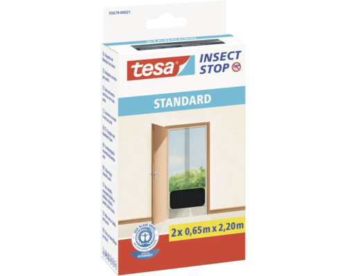 Fliegengitter für Türen tesa Insect Stop Standard ohne Bohren anthrazit 65x220 cm 2er-Pack