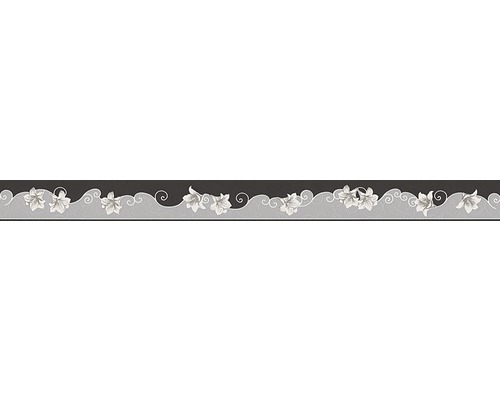 Bordüre 96211-1 Only Borders schwarz grau 5 m x 5 cm Bordüre mit Blumenmuster