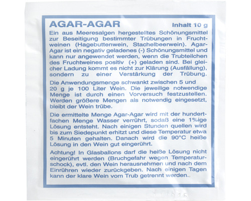 Produit de clarification agar-agar 10g produit de clarification pour vinification