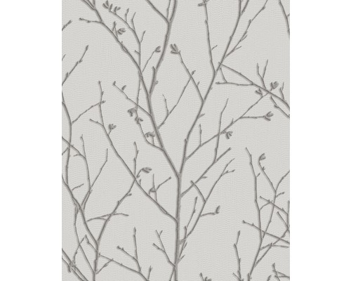 Papier peint intissé 104754 Water Silk branches argenté Papier peint avec motif de branches