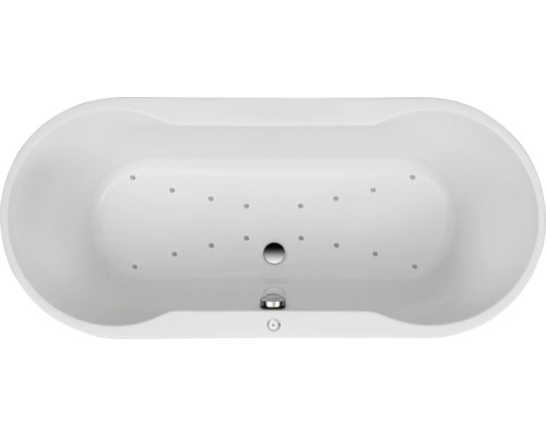 Oval geformte Badewanne mit Whirlpoolfunktion, Innenansicht von oben