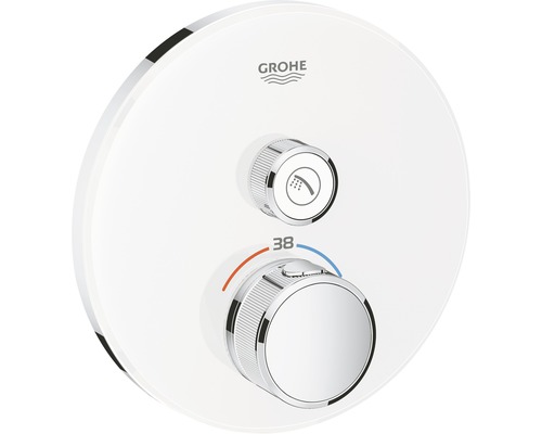 Robinet de douche avec thermostat GROHE Grohtherm SmartControl blanc lune 29150LS0 Logo Grohe sur mitigeur thermostatique pour douche