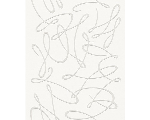 Papier peint intissé 342802 Wallton Géométrique blanc Papier peint à motif de lignes courbes