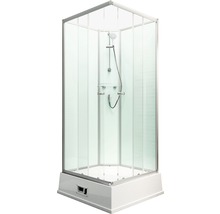 Cabine de douche SCHULTE Korfu 94 x 110 x 215 cm alu-naturel avec chauffe-eau et pompe-thumb-1