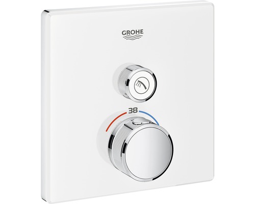 Robinet de baignoire encastré GROHE Grohtherm SmartControl blanc lune 29153LS0 Robinetterie Grohe avec réglage de la température et régulateur de jet