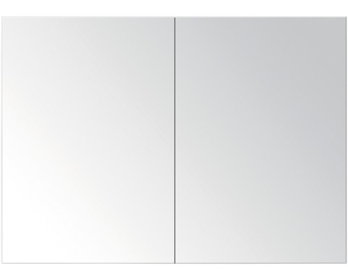 Armoire de salle de bains à miroir 2 portes. portes miroir double face blanc haute brillance 80x65x13 cm