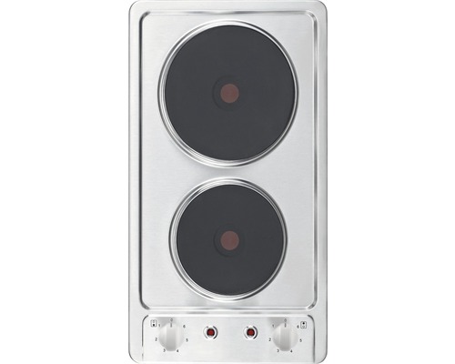 Plaque de cuisson Domino PKM 29 x 51 cm 2 zones de cuisson EB-DKF-2 Plaque de cuisson double en acier inoxydable avec deux zones de cuisson et des boutons rotatifs