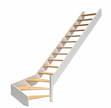 Raumspartreppe aus Holz mit weißen Wangen