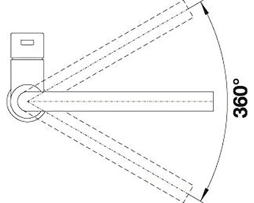 Skizze einer Armatur mit 360 Grad Drehwinkel