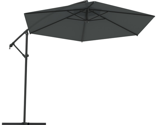 Parasol déporté Soluna Lyon Ø 300 cm gris foncé avec pied en croix-0