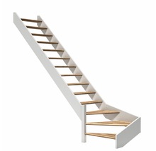 Escalier gain de place avec marches en bois et cadre blanc