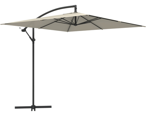 Parasol déporté Soluna Lyon 250 x 250 cm hauteur 270 cm écru avec pied en croix