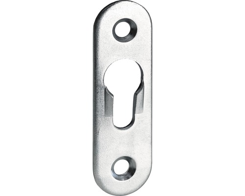 Plaque de fixation métallique avec suspension en trou de serrure et trous de vis