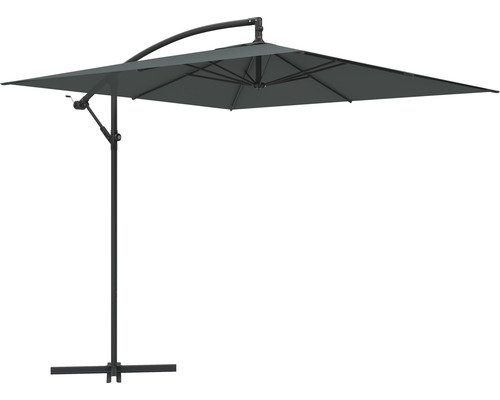 Parasol déporté Soluna Lyon 250 x 250 cm hauteur 270 cm gris foncé avec pied en croix