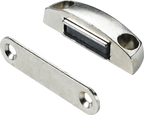 Loqueteau magnétique argent force d'adhérence 4 kg, 2 pièces Loquet magnétique en métal avec contrepartie pour montage