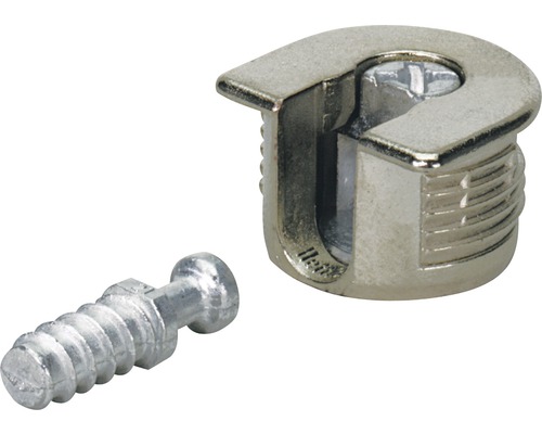 Verbindungsbeschlag VB 35/16 Ø 20 mm vernickelt 8 Stück Exzenterverbinder und Schraube zur Möbelmontage