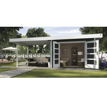 Gartenhaus weka Designhaus 126 B Gr.3 mit Fußboden und seitlicher Überdachung 645 x 375 cm anthrazit