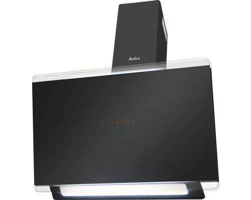 Hotte inclinée Amica KHF 695 900 S largeur x profondeur 90 x 47 cm noir Hotte aspirante Amica avec surface noire et éclairage intégré