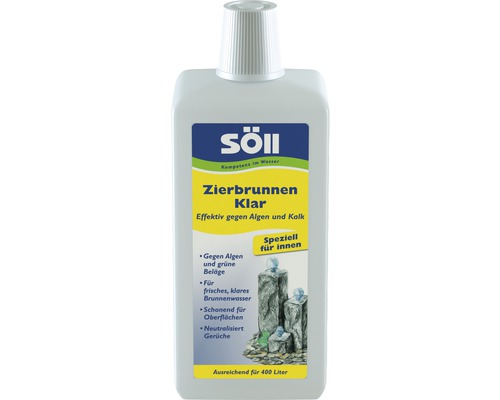 Produit nettoyant pour fontaine décorative Söll spécial intérieur 1 l Söll Zierbrunnen Klar, anti-algues pour fontaines d''ornement