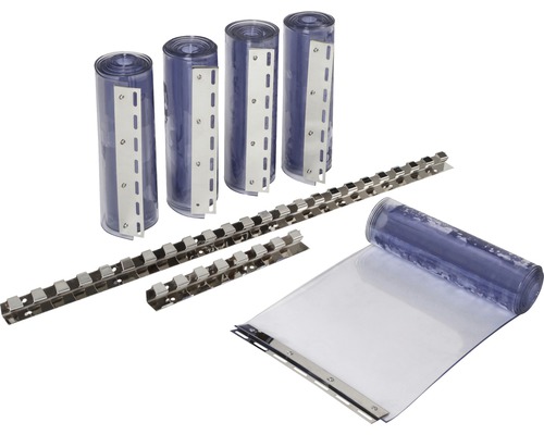 Ensemble de rideaux à lamelles en plastique avec rails de fixation