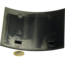 Insert en plastique foncé avec une forme ronde et des trous de fixation