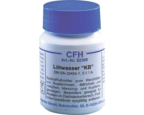 CFH Lötwasser KB in einer Kunststoffflasche mit blauem Deckel