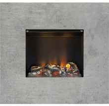 Cheminée électrique avec effet de flamme et imitation de bûches en aspect béton