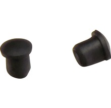 Zwei schwarze Möbelgleiter aus Kunststoff