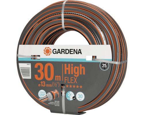 Tuyau d'arrosage GARDENA comfort HighFlex 30 m 1/2" Tuyau d''arrosage Gardena High FLEX, 30 mètres de long et 13 millimètres de diamètre