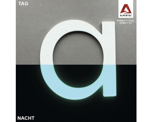 Hausnummer a Nachtleuchtend glow in the Dark selbstleuchtend Alpertec Leucht-Hausnummer Kleinbuchstabe a, tagsüber und nachts leuchtend