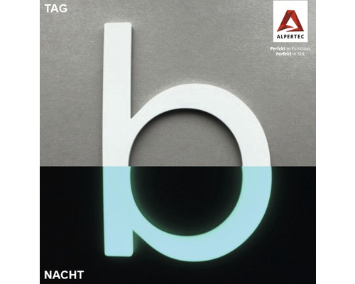 Hausnummer b Nachtleuchtend glow in the Dark selbstleuchtend Alpertec Hausnummer Buchstabe b, tagsüber und nachts leuchtend
