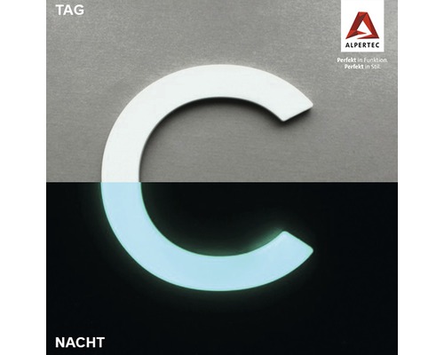 Hausnummer c Nachtleuchtend glow in the Dark selbstleuchtend Alpertec Hausnummer C, tagsüber und nachts leuchtend