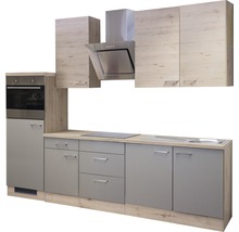 Flex Well Küchenzeile mit Geräten Riva 270 cm quarzit cubanit san remo eiche hell matt zerlegt Variante reversibel 00011187