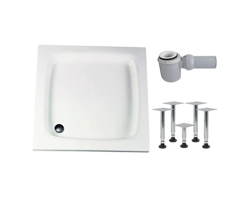 Kit complet receveur de douche SCHULTE Flach 80 x 80 x 8.5 cm blanc alpin lisse D9080 04