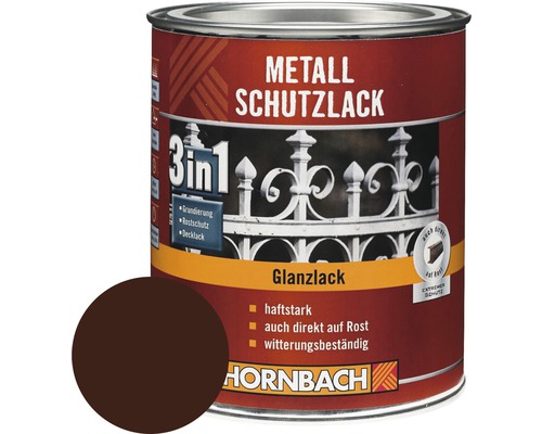 Peinture anti-rouille HORNBACH 3 en 1 brillante marron 2,5 l