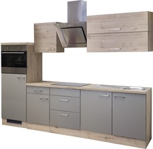 Flex Well Küchenzeile mit Geräten Riva 270 cm quarzit cubanit san remo eiche hell matt zerlegt Variante reversibel 00011213