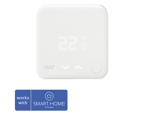 Supplément thermostat de pièce tado pour commande du chauffage d'une seule pièce; compatible avec SMART HOME by hornbach Supplément thermostat de pièce tado pour commande du chauffage d'une seule pièce; compatible avec SMART HOME by hornbach