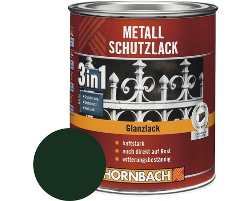 Peinture anti-rouille HORNBACH 3 en 1 brillante vert foncé 2,5 l