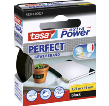 Ruban toilé tesa extra Power Perfect noir 275 m x 19 mm