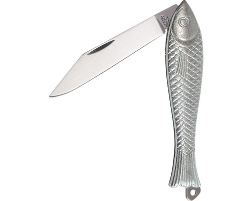 Couteau de poche avec manche en forme de poisson et lame ouverte