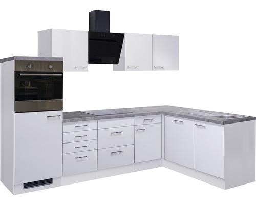 Komplette Küche mit Einbaubackofen, Dunstabzugshaube und Spüle