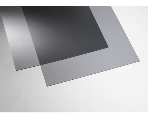 Plaque acrylique couleur 3x500x1500 mm lisse grise Deux plaques en plastique foncées superposées