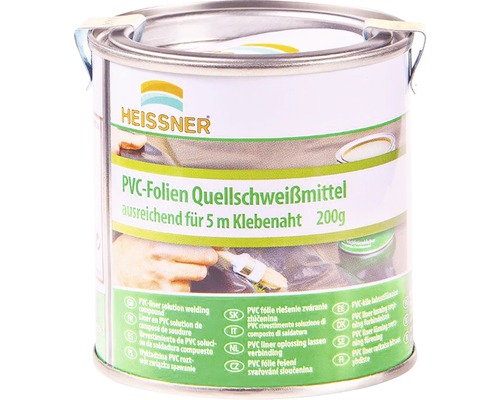 Colle pour bâche de bassin en PVC 200 g Heissner Produit de soudure chimique pour films PVC pour 5 mètres de joint de colle, 200 grammes