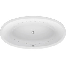 Oval geformte Badewanne mit Whirlpool Funktion, Ansicht von oben