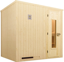 Holzsauna mit Steuerungselement und Glastür