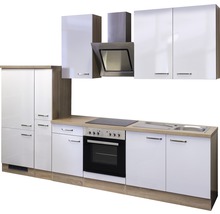 Cuisine complète Flex Well avec appareils Valero 300 cm blanc haute brillance démontée variante réversible 00010063