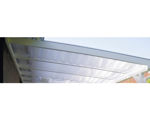 Voile d'ombrage SKAN HOLZ pour toiture de terrasse 434 x 400 cm, blanc Toit de terrasse avec des lés de tissu comme protection solaire