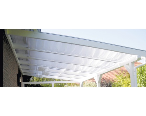 Voile d'ombrage SKAN HOLZ pour toiture de terrasse 648 x 400 cm, blanc Pergola avec toit en tissu pour terrasse