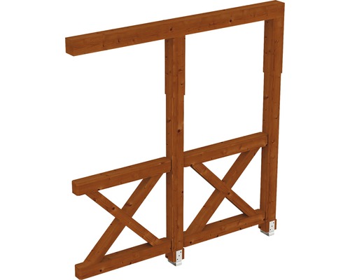 Paroi latérale croix de Saint-André SKAN HOLZ 205x210 cm bois noyer Structure de cadre en bois avec croisillons pour l''aménagement de jardin
