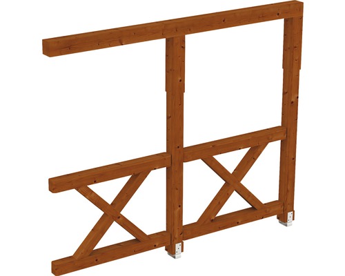 Paroi latérale croix de Saint-André SKAN HOLZ 255x210cm bois noyer Élément de clôture en bois avec croisillons pour le jardin
